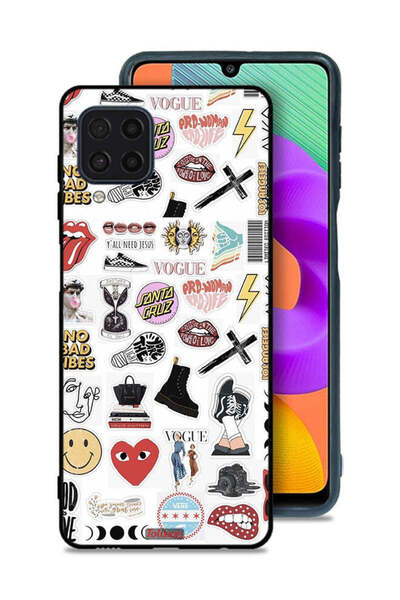 Tolwak Samsung Galaxy M32 4G Protective Case Cover No Bad Vibes Stickers