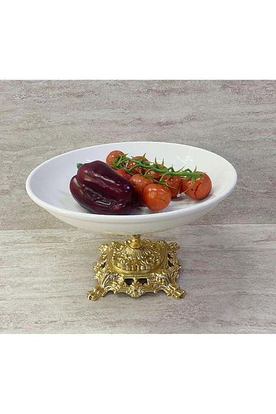 Altabi Porcelain Footed Bowl with Gold Foot 28 cm