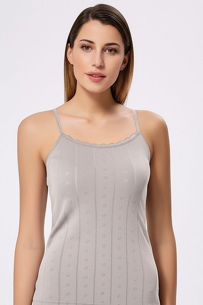 vory Women's White Thin Strap Jacquard Colorful Undershirt T-Shirt Vr.L20.23.123.Y01