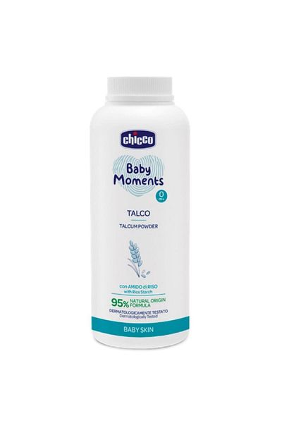 Chicco Pudra de talc cu amidon de orez Chicco Baby Moments, 150g, 0 luni+