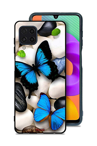 Tolwak Samsung Galaxy M22 Protective Case Cover Butterflies On Stones