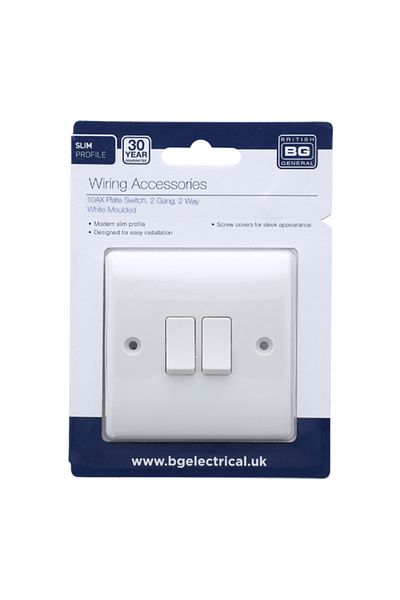 BG British General 2-Way On/Off Double Switch Wall Socket White