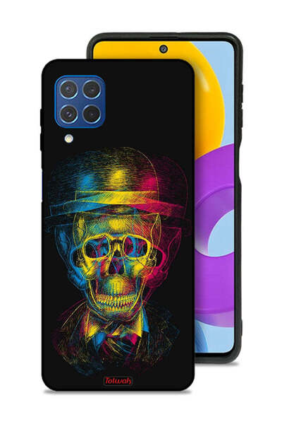 Tolwak غطاء حماية لهاتف سامسونج جالاكسي F62 بتصميم جمجمة وقبعة ملونة وفن خيالي