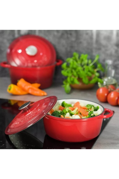 Kinghoff Enameled cast iron pot with lid 24 cm 4L Kinghoff KH1529, red