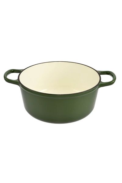 Perfect Home Oală din fontă emailată cu capac 25x11 cm, 3,5L – Perfect Home 11862, verde, cu interior antiaderent