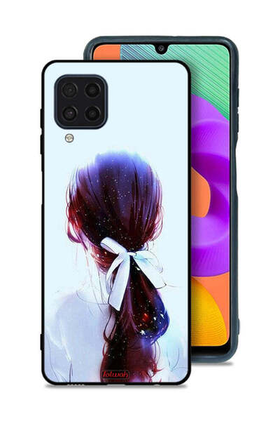 Tolwak غطاء حماية لهاتف سامسونج جالاكسي F22 بتصميم ربطة شعر مع رباط شعر وفن فتاة