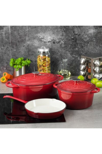 Kinghoff Enameled cast iron pot with lid 24 cm 4L Kinghoff KH1529, red