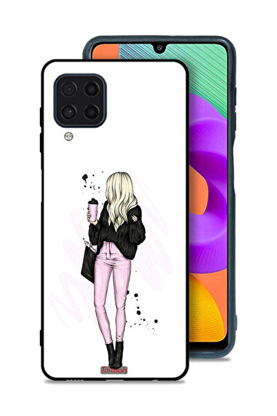 Tolwak Samsung Galaxy M32 4G Protective Case Cover Girl Holding Coffee Cup Art