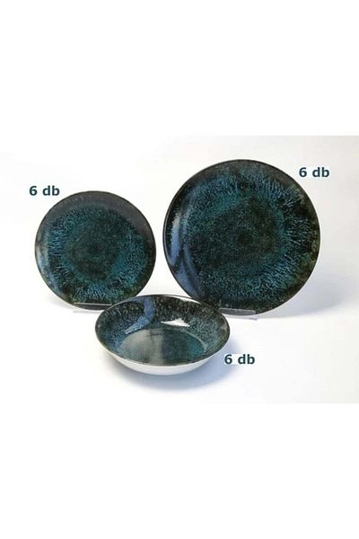 Perfect Home Plate set 801, 18 pieces (6 flat, 6 deep, 6 dessert) dark green Perfect Home 13701