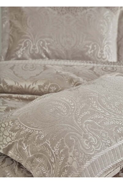 Dantela Hazel Şönilli Jakarlı Çift Kişilik Yatak Örtüsü Seti (250X260)-vizon