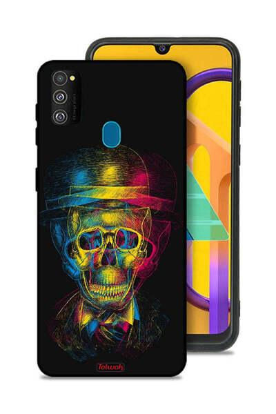 Tolwak غطاء حماية لهاتف Samsung Galaxy M30s بتصميم جمجمة وقبعة ملونة وفن خيالي