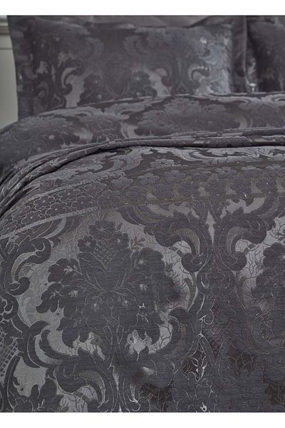 Dantela Armada Jacquard Double Bedspread Set (250X260)-Anthracite