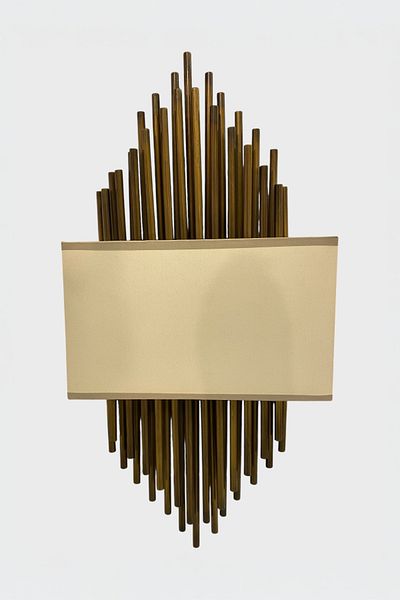 Favori Aydınlatma Cream Fabric Wall Sconce with Antique Metal Rod Body