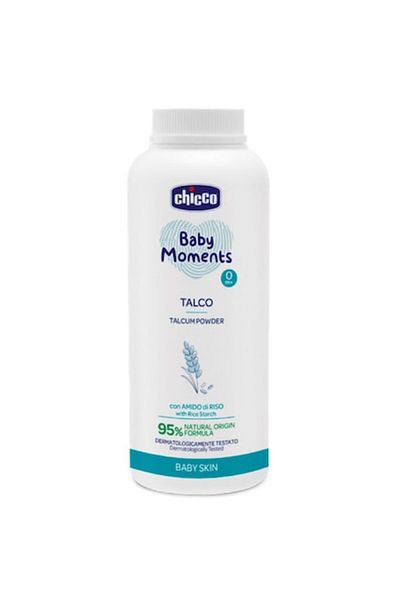 Chicco Pudra de talc cu amidon de orez Chicco Baby Moments, 150g, 0 luni+