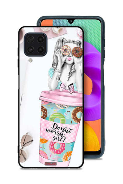 Tolwak غطاء حماية لهاتف سامسونج جالكسي M22 بتصميم فتاة القلق دونات
