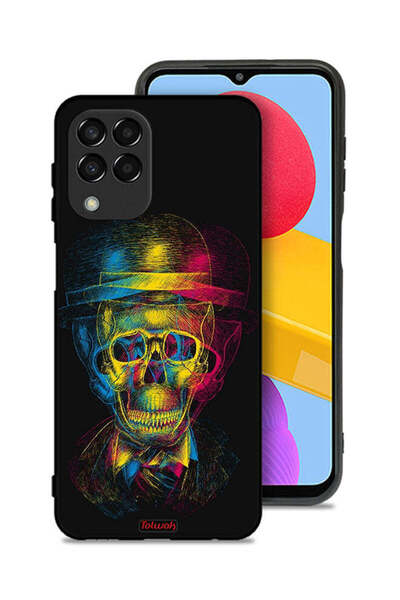 Tolwak غطاء حماية لهاتف سامسونج جالاكسي M33 بتصميم جمجمة وقبعة ملونة وفن خيالي