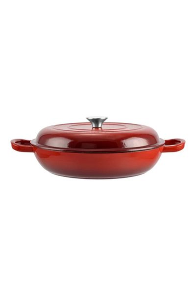 Perfect Home Enameled cast iron saucepan with lid 30x6 cm – Perfect Home 10272, red, for steaks, slow cooking