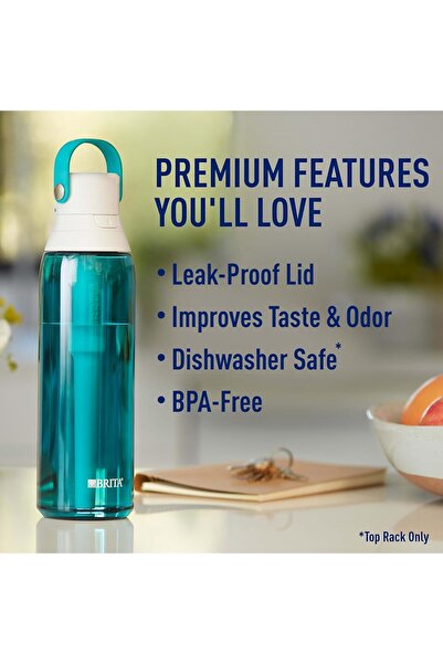 BRITA Premium Filtering Water Bottle, BPA-Free Plastic - Sea Glass, 26 oz