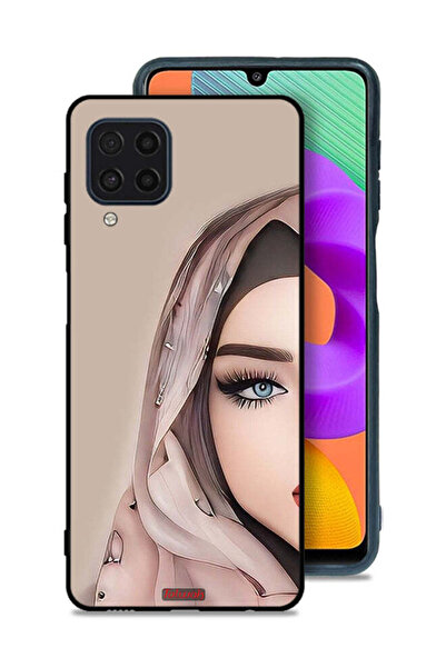 Tolwak Samsung Galaxy M22 Protective Case Cover Half Face Girl Art