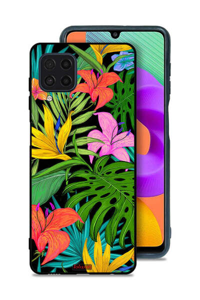 Tolwak غطاء حماية لهاتف سامسونج جالكسي F22 بنقشة زهور استوائية وأوراق شجر