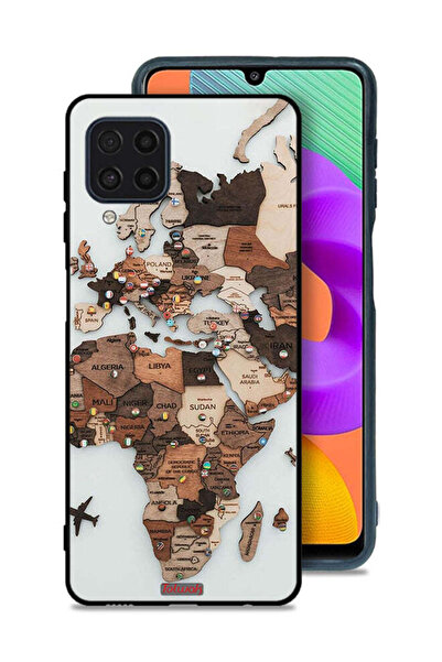 Tolwak Samsung Galaxy M22 Protective Case Cover World Map Art