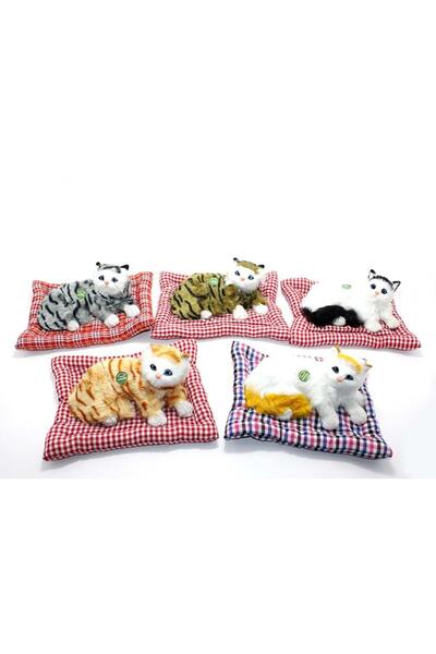 Skygo Yastıkta Uzanan Ses Çıkaran Kedi Peluş