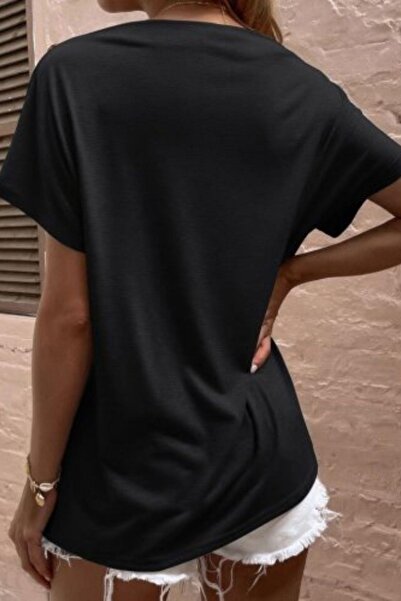 Mossta Off Shoulder Button Detailed Casual Viscose Blouse - Black