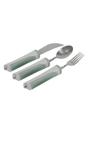 OEM Set of 3 cutlery for seniors, plastic, stainless steel, multicolor