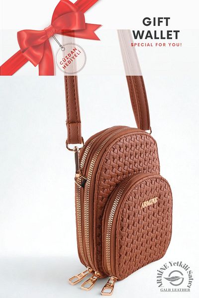 Armine Original Armine Premium Quality Women's Shoulder Bag Suitable for Daily Use 384 Knitted Tan +1