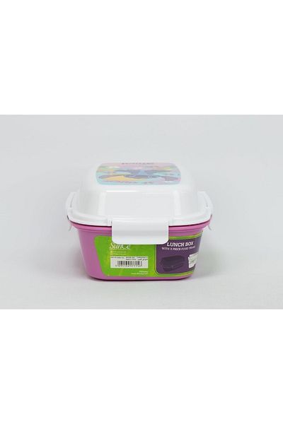 SUNCE Disney Stitch 4-Clip Closure Rectangular Lunch Box Pink and White