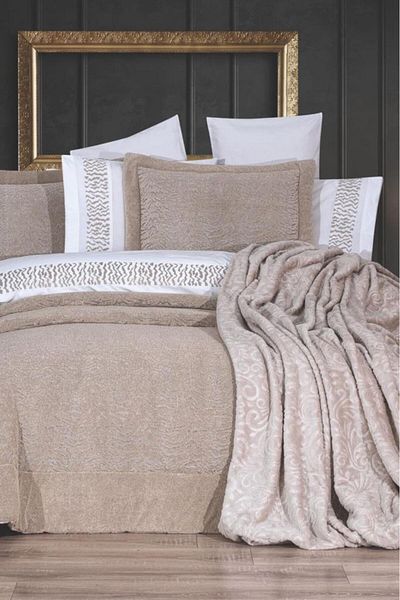 Çeyiz Diyarı Dowry Land Zebra 10 Piece Dowry Set with Blanket Beige
