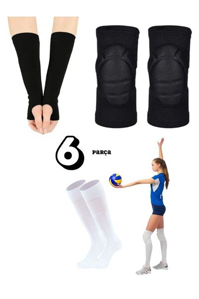 Bellanora 6 Piece Sports Volleyball Set– Knee Pad + Volleyball Combed Cotton Anti-Slip Socks + Gloves Match Set