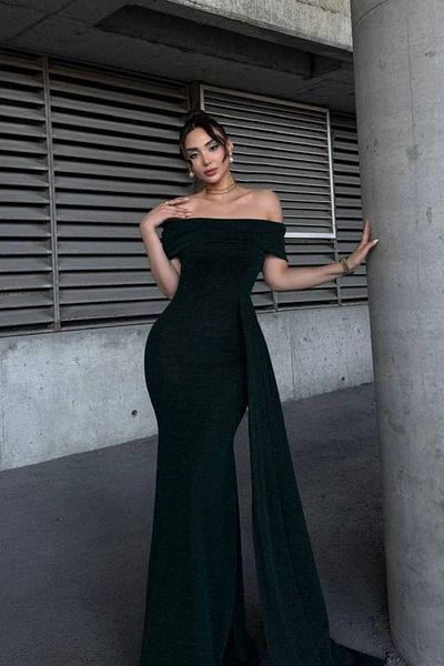 Mossta Madonna Collar Tail Glitter Evening Dress - Green