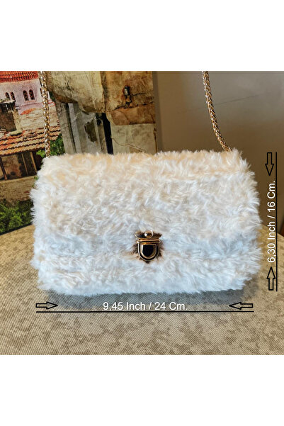 ELİŞİ MODA Faux Fur Rope Hand Knitted Bag, Shoulder Bag with Strap, Bag for Special Occasions.