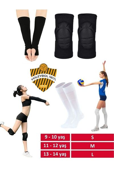 Bellanora 6 Piece Sports Volleyball Set– Knee Pad + Volleyball Combed Cotton Anti-Slip Socks + Gloves Match Set