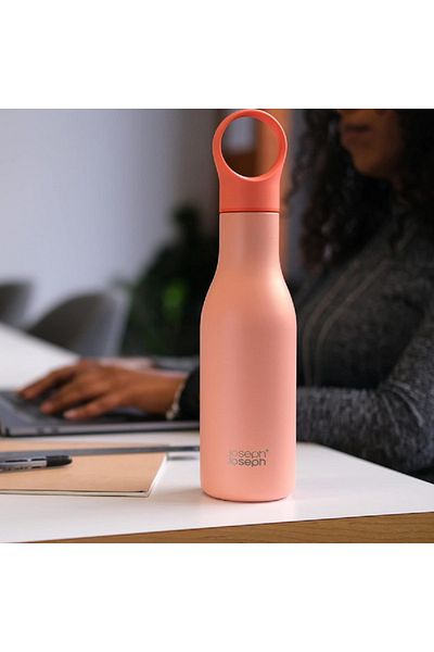 Joseph Joseph Loop Stainless Steel Leak-Proof Vacuum Insulated Water Bottle Coral 500ml