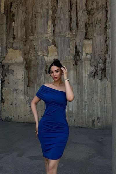 Mossta One Shoulder Gathered Sandy Dress - Saks