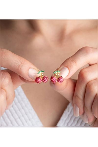 Çelik Zircon Stone Cherry Earrings
