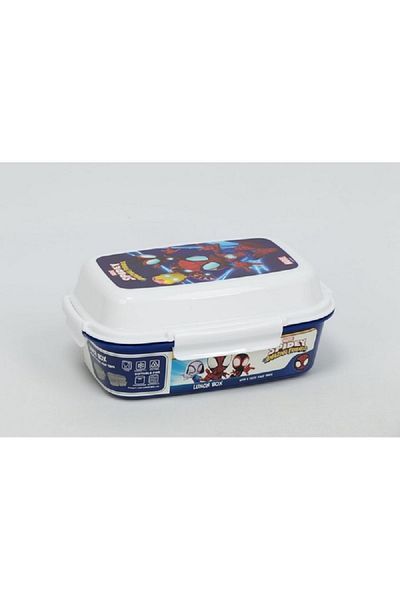 SUNCE Marvel Spidey Amazing Friends 4-Clip Closure Lunch Box Blue and White