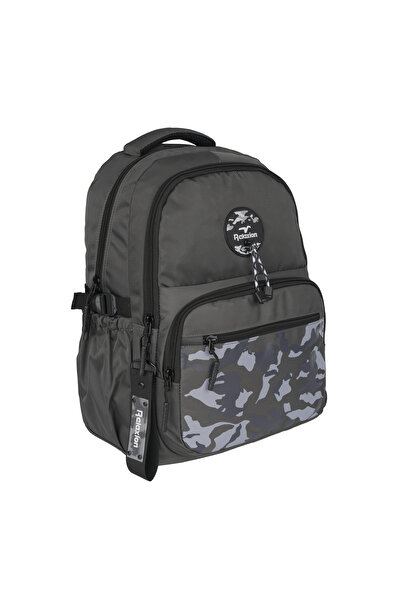Relaxion Gri Ortaokul Lise Sırt Çantası Suya Dayanıklı Kamuflaj Desenli 2140