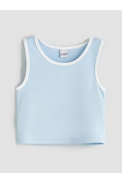 LC Waikiki Lcw Kids Blue Crew Neck Girls Tank Top and Shorts Skirt