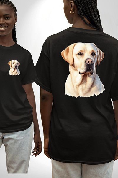 Angemiel Loyal Friend Labrador Retriever Love Dog Friendly Black Oversize Women Men Front and Back Printed T-Shirt