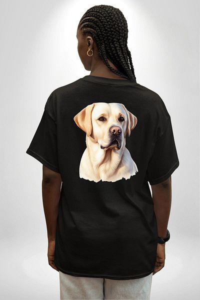 Angemiel Loyal Friend Labrador Retriever Love Dog Friendly Black Oversize Women Men Front and Back Printed T-Shirt