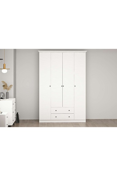 Vivense LİVO GARDIROP, BEYAZ, 4 KAPAKLI