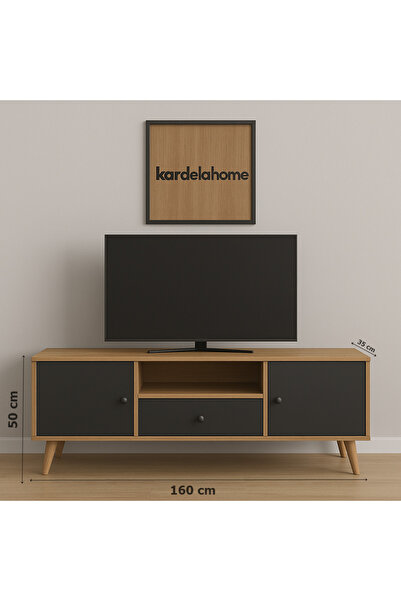 Kardelahome Kardela %100 Mdflam Tv Ünitesi Konsol Atlantik Çam & Antrasit Gri (ÜRÜN KURULU GÖNDERİLMEKTEDİR)