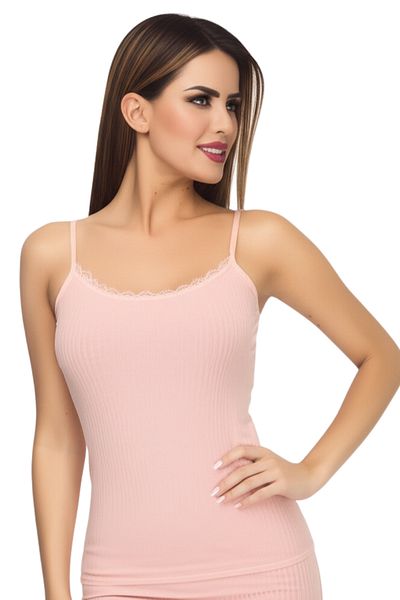 vory Women's White Thin Strap Soft Viscose Single Jersey Colorful Undershirt T-Shirt Vr.L22.21.221.Y01