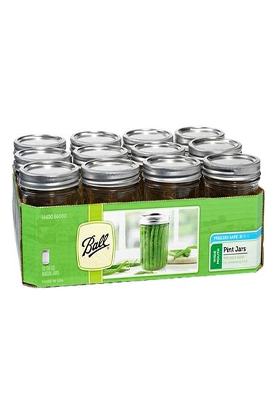 Ball 12-Piece Wide Mouth Glass Mason Jar with Airtight Lid