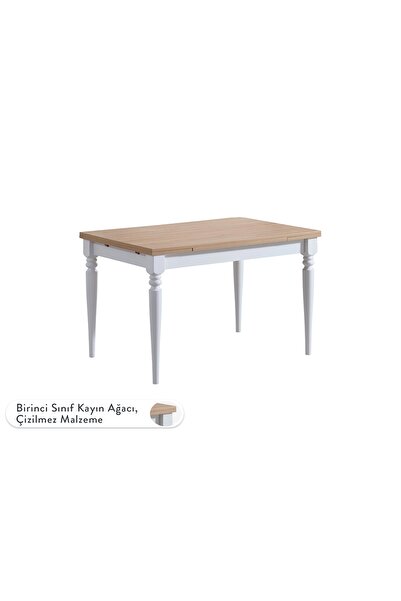 Vivense VERA ÇİZİLMEZ AÇILIR MUTFAK MASASI, MEŞE, BEYAZ, 80X120