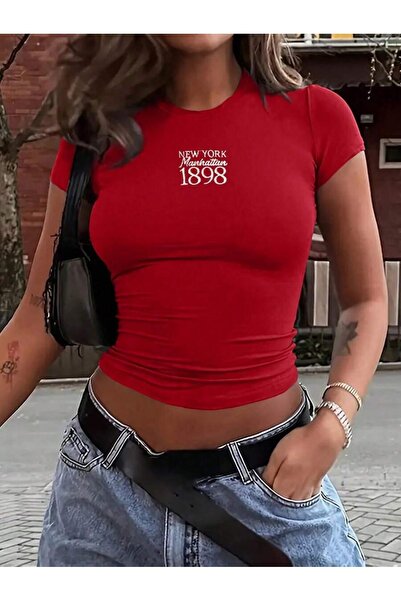 OVER HEAD تي شيرت نسائي قصير من New York 1898