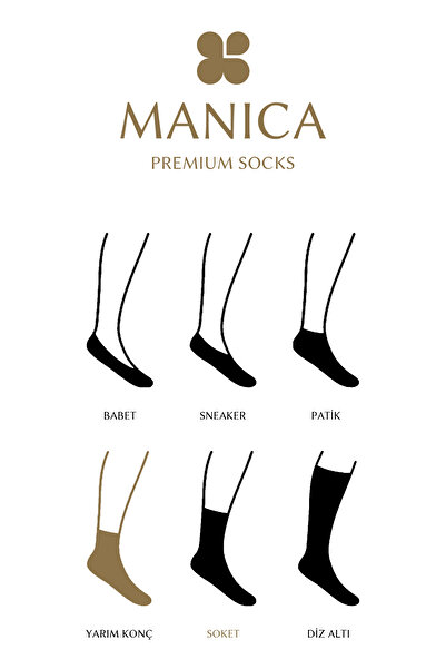 MANICA Erkek Bambu Yarım Konç Çorap 6 Çift - Siyah